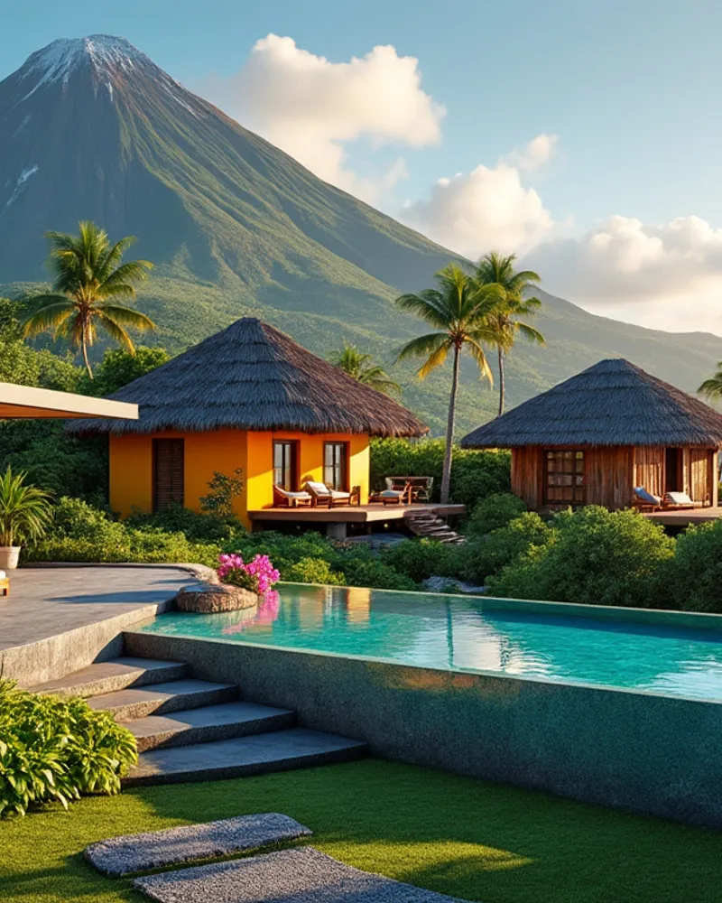 Découvrez quatre habitations offrant une vue exceptionnelle sur la majestueuse Soufrière en Guadeloupe